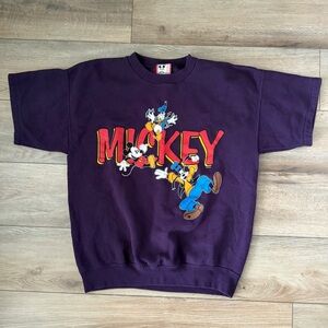 Vintage Disney Mickey Goofy Donald Purple Sweatshirt Made USA Medium 80s 90s